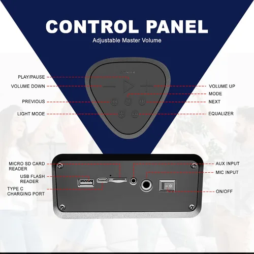 Miniatura 8 de Fisher Altavoces Bluetooth portátiles, altavoces estéreo, sistema inalámbrico Bluetooth, triángulo cuádruple de 6.5 pulgadas, doble potencia máxima