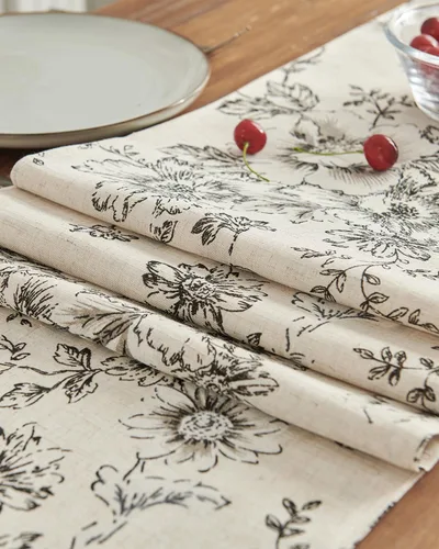Miniatura 6 de jinchan Camino de mesa de lino floral para cocina, granja, 13 x 90 pulgadas, para isla de cocina, mesa de comedor, decoración interior y exterior, 1