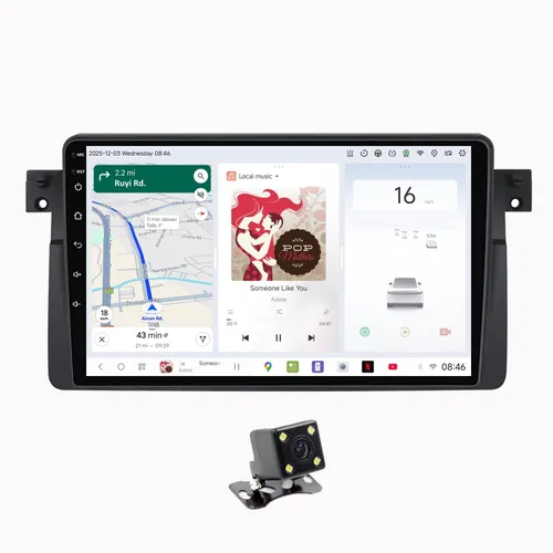 DUDUAUTO DUDU3 - Radio de coche para BMW Serie 3 E46 M3 1999-2005 Actualización estéreo de 8 núcleos 4+64 GB 9 pulgadas Carplay y Android Auto Head