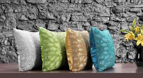 Miniatura 8 de Lightnpro - Funda de almohada hecha a mano con cuentas doradas, 12 x 12 pulgadas, elegante funda de cojín decorativo de acento para sofá, sillón