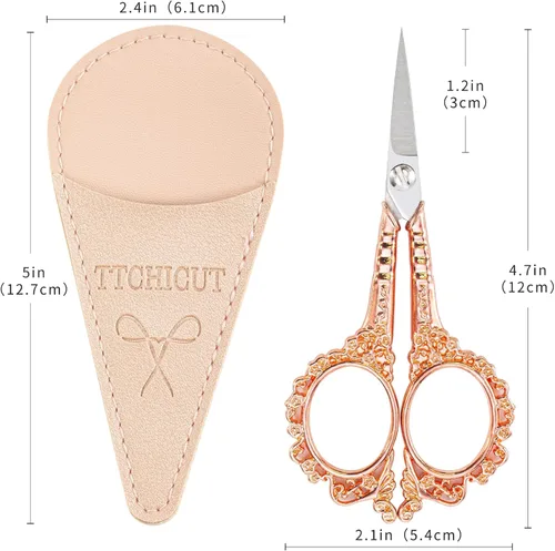 Miniatura 2 de Tijeras multiusos de oro rosa con funda, tijeras de costura y bordado para el hogar, la oficina y la escuela