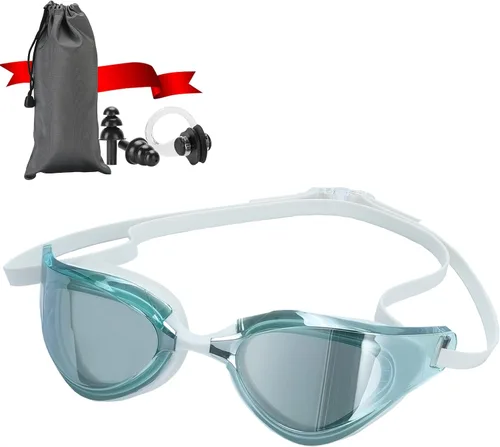 Miniatura 8 de Gafas de natación para hombres/mujeres, antivaho anti-UV, gafas de natación para adultos, niños/niñas/jóvenes/jóvenes Nosepiece reemplazable E2-oro