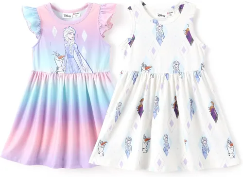 Miniatura 22 de Disney Frozen Elsa - Vestido de princesa Minnie Mouse Stitch para niña, paquete de 2 unidades, manga larga con volantes, conjunto de disfraz de 2 a
