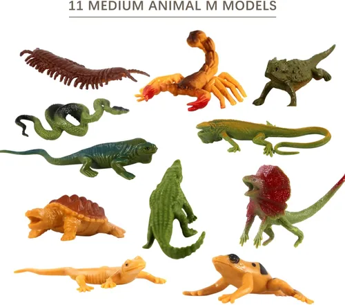 Miniatura 4 de 32 Piezas Figuras de Animales Reptiles del Desierto Juguetes de Resina Diorama Lagarto Serpiente Cactus Árboles Roca Conjunto de Juego para Niños