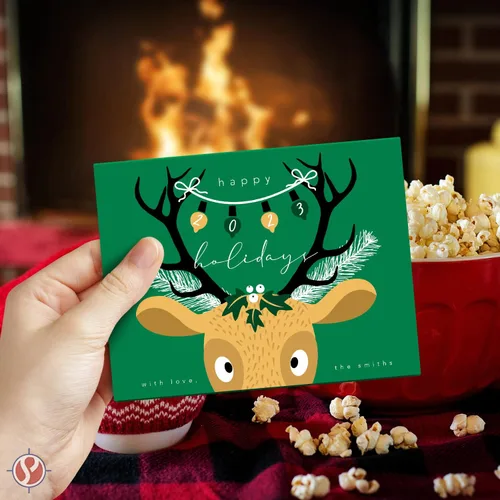 Miniatura 2 de Tarjetas de Navidad en blanco 2026 – 25 tarjetas verdes y 25 doradas de 5 x 7 pulgadas, 50 sobres blancos – Ideal para saludos de Navidad