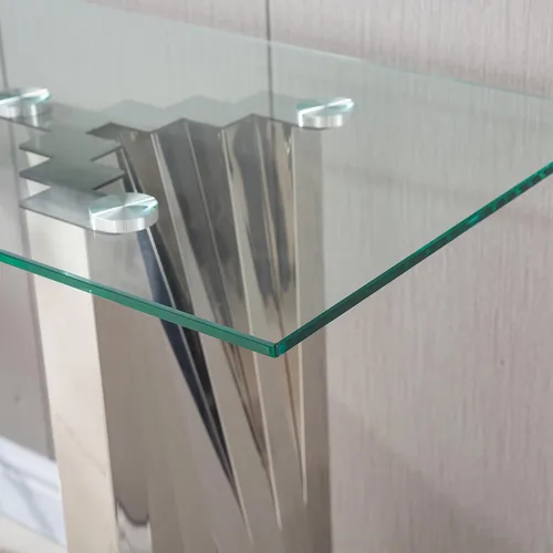 Miniatura 93 de Mesa de centro de cristal de lujo, mesa de centro de sofá de 47 pulgadas con marco de acero inoxidable dorado y parte superior de vidrio negro, mesa