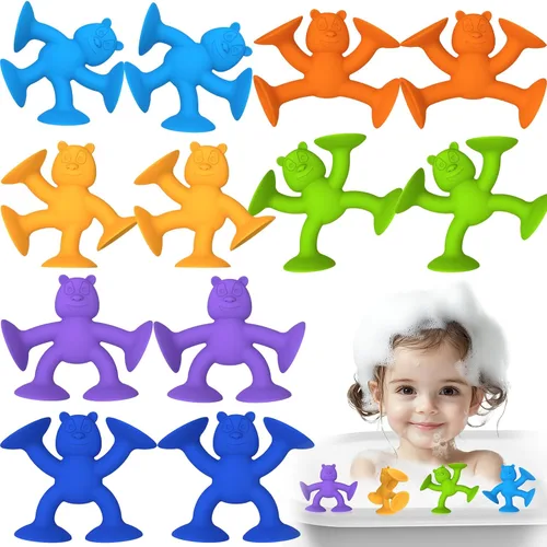 Miniatura 8 de 6 juguetes de ventosa, juguetes de baño para bebés sin agujeros, juguete de succión - Conectar, construir, crear, juguetes de baño para niños de 1 a
