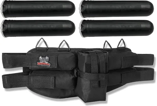 Maddog 4+1 arnés de paintball de nivel de entrada con bolsa de soporte de tanque de CO2 HPA | Incluye (4) cápsulas de paintball