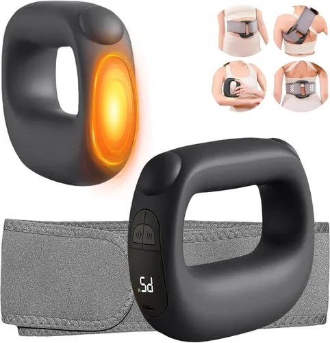 Pistola de masaje muscular de percusión para tejidos profundos: con calor, intensidad y velocidad ajustables, supersilenciosa, recargable por USB-C,