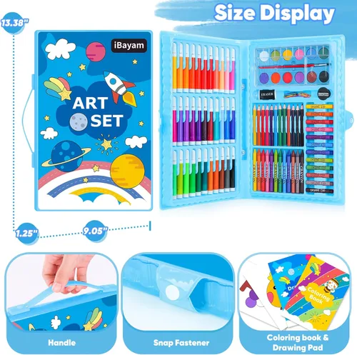 Miniatura 5 de iBayam Juego de colorear para adultos, lindas cosas preparatorias, paquete de 149 suministros de dibujo para bocetos, kits de pintura, juego de Azul