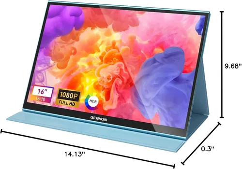 Miniatura 8 de GEEKOM Monitor portátil (2026), monitor portátil FHD de 16 pulgadas 1200P FHD USB C HDMI pantalla de computadora HDR cuidado ocular pantalla externa