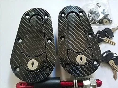 Miniatura 5 de Universal JDM fibra de carbono capó Pin Plus Flush Mount pestillo Kit de bloqueo con llaves