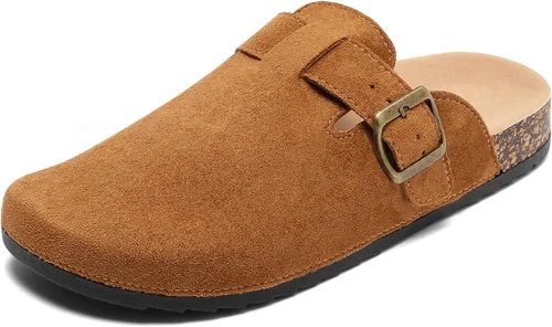 Miniatura 9 de Suede Clogs Men & Women Unisex Leather Mules Soft Cork Footbed Adjustable Buckle Slip Sandals Potato Shoes with Arch Support