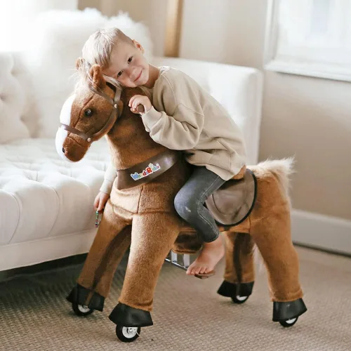 Miniatura 8 de WondeRides Juguete de Montar Unicornio Caballo Pony Arcoíris, Juguete de Pony Unicornio de Montar de 30.1 Pulgadas de Altura, Animal Caminante