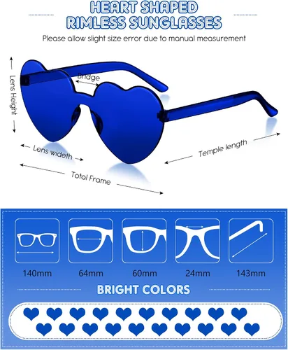 Miniatura 2 de Frienda 20 Pairs Heart Shaped Sunglasses Rimless Candy Color Glasses for Women Men Party Favor