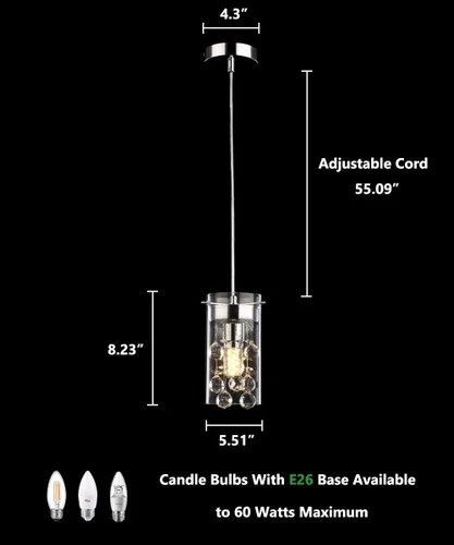 Miniatura 7 de Lámpara colgante de cristal, colgante moderno de isla de cocina, paquete de 3 luces colgantes para isla de cocina, lámpara colgante cromada