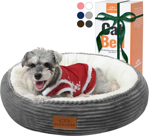 Miniatura 8 de Zerbuger Camas lavables de 20 pulgadas para gatos de interior, cama redonda en forma de dona para mascotas, para gatos, perros pequeños, cachorros