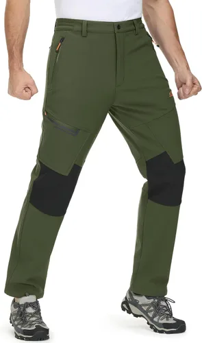 Miniatura 2 de MAGCOMSEN Pantalones de invierno para hombre, con forro polar, resistentes al agua, 4 bolsillos con cremallera, pantalones para exteriores