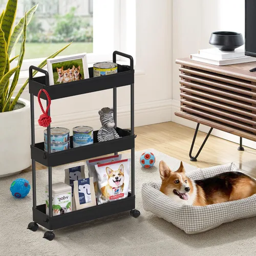 Miniatura 6 de SOLEJAZZ Carrito de Almacenamiento Delgado con Ruedas de 3 Niveles, Organizador de Almacenamiento Estrecho para Baño, Organizador de Utilidades