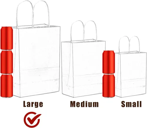 Miniatura 5 de qiqee Bolsas grandes de papel kraft con asas de 13 x 10 x 5 pulgadas, 32 bolsas de papel de regalo, bolsas de color sólido rosa brillante