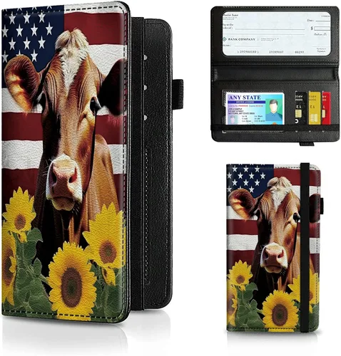 Miniatura 36 de Funda para chequera para hombres y mujeres, cartera de cuero RFID con ranuras para tarjetas de crédito, soporte de cheques duplicados personales