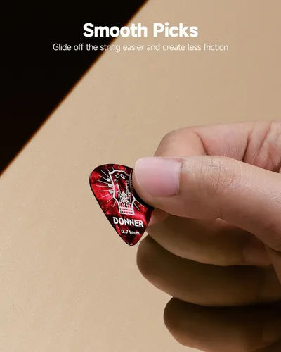Miniatura 4 de Donner Paquete de 16 púas de guitarra para guitarra acústica, guitarra eléctrica, ukelele, incluye púas delgadas, medias, pesadas y extra pesadas