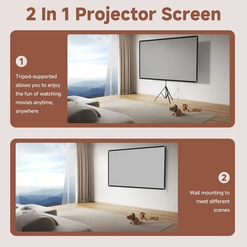 Miniatura 7 de Pantalla de proyector con soporte, pantalla de proyector portátil de 80 pulgadas para exteriores e interiores, pantalla de proyección ALR de 1.5