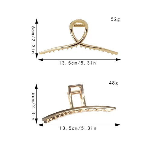 Miniatura 6 de Paquete de 3 pinzas de metal grandes para cabello grueso y largo, pinzas de pelo extra grandes de 5.3 pulgadas para mujeres, pinzas de plátano