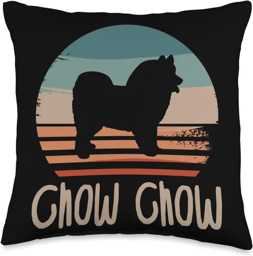 Vintage Retro Chow Chow Dog Lover Throw Pillow