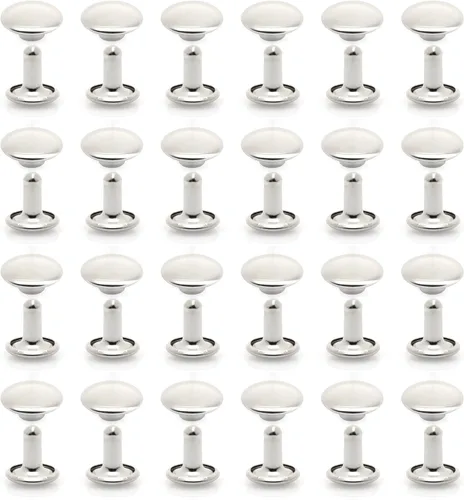 Miniatura 2 de CRAFTMEMORE Remache de cuero de 0.315 pulgadas x 0.315 pulgadas, remaches tubulares de metal rápido, remaches de cuero, 50