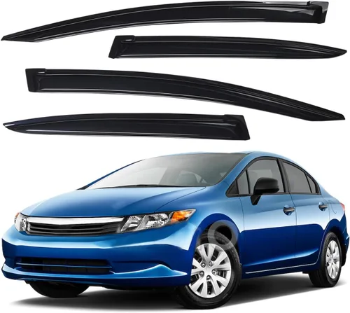 Miniatura 6 de Lightronic Visera de Ventana de Ventilación Automática Extra Duradera con Clip en Canal, Compatible con Honda Civic Sedan 2012-2015, Protector