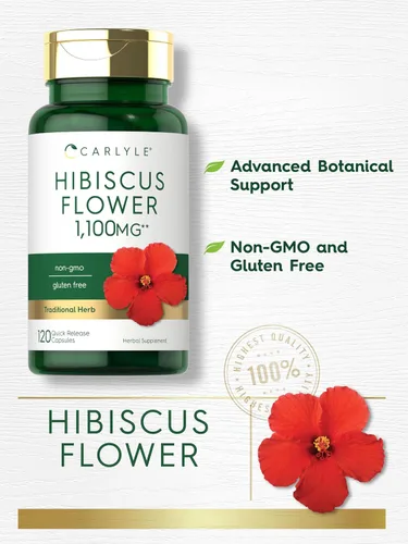 Miniatura 3 de Carlyle Extracto de flor de hibisco 120 cápsulas Suplemento sin OMG, sin gluten