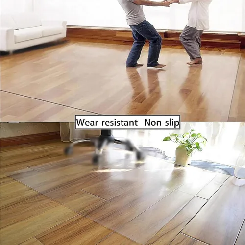 Miniatura 7 de Tapete protector de piso de plástico transparente resistente de 0.06 pulgadas de grosor, alfombrilla protectora antideslizante transparente