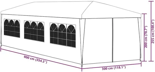 Miniatura 3 de vidaXL Tienda de campaña para fiestas de 10 x 30 pies, color azul, resistente a los rayos UV y resistente al agua, marco de acero resistente al