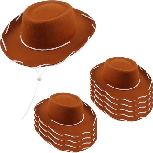 Paquete de 10 sombreros de vaquero para niños, sombrero de vaquero occidental de fieltro para niños y niñas, cumpleaños, Halloween, suministros para