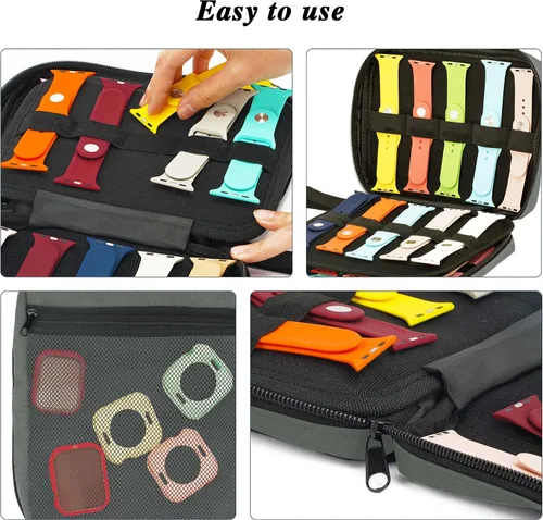 Miniatura 3 de Funda de transporte de almacenamiento para 20 correas de reloj, compatible con relojes, soporte de correa de reloj expandible, almacena 20 correas