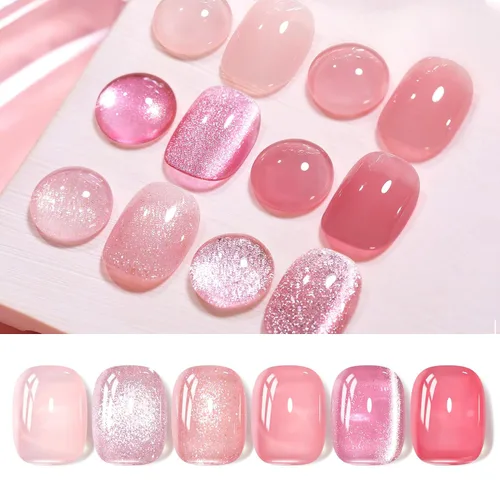 Miniatura 12 de Born Pretty Esmalte de uñas de gel de color ámbar cristal marrón naranja burdeos rojo negro para otoño e invierno, esmalte de uñas transparente