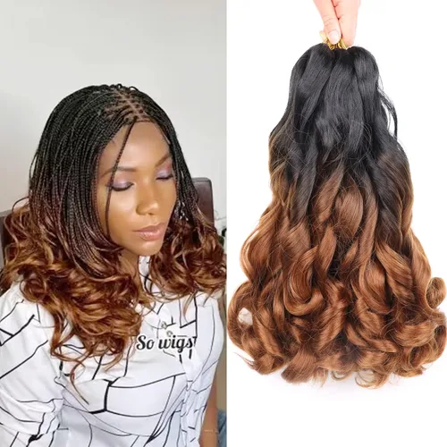 Miniatura 64 de Cabello rizado francés para trenzar de 12 pulgadas, 8 paquetes de cabello rizado preestirado para trenzas de caja, rizos franceses, trenzas