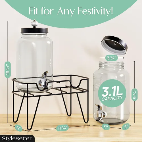 Miniatura 2 de Style Setter Manchester - Juego de 2 dispensadores de bebidas frías con 3.1 litros cada uno
