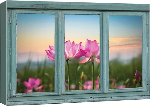 Miniatura 33 de Cuadro decorativo con diseño de ventana moderna blanca con vista, de la marca Wall26®