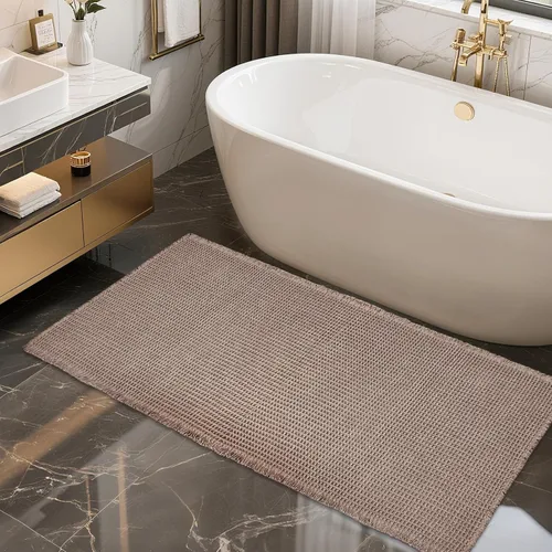 Miniatura 40 de ZALL - Tapete de baño de punto gofre beige, súper absorbente, antideslizante, color crema, 18 x 30 pulgadas, lavable a máquina, ultra suave