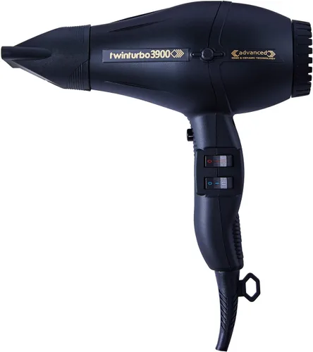 Turbo Power - Secador de pelo Ionic Professional, negro, doble turbo soplador avanzado, viene con cepillo, (3900 TP)