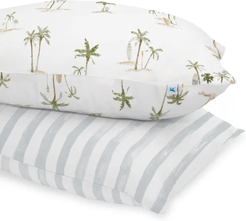 Miniatura 13 de Little Unicorn Paquete de 2 fundas de almohada estándar, tela de muselina súper suave y transpirable, cierre de sobre cómodo, para cuna y cama