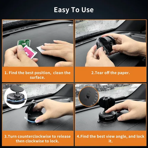 Miniatura 4 de Soportes de teléfono para tu automóvil [base de nano-gel de 108 libras + succión al vacío y 3600 gf magnético] Soporte ajustable de 360°
