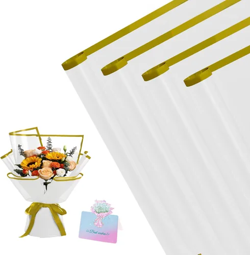 Miniatura 12 de REAXYZNN 20 hojas de papel de regalo de flores, papel de regalo floral impermeable con tarjetas para manualidades de bricolaje, suministros de Blanco