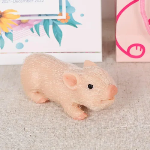 Miniatura 3 de Eummy Juguetes de cerdo para niñas y niños de 5 pulgadas, mini cerdo de silicona realista, cuerpo de animales falsos elásticos, mini muñecas de bebé
