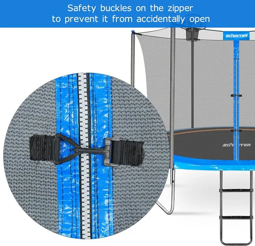 Miniatura 4 de Zoomster Red de recinto para cama elástica con tapa de poste, red de seguridad de repuesto para 6 postes rectos, trampolín redondo, transpirable