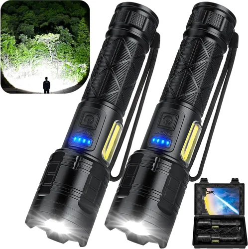 taoquwe Linternas LED recargables de alto lúmenes, 99,000 lúmenes, linterna súper brillante con 7 modos y resistente al agua, potente luz flash de