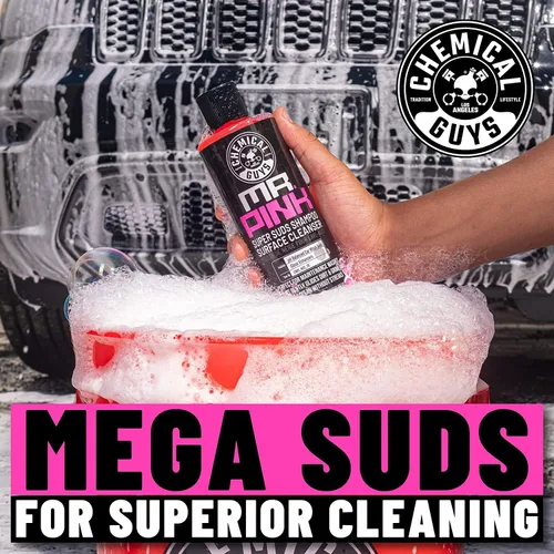 Miniatura 2 de Chemical Guys Mr. Pink - Kit de jabón de lavado de coche y guante de chenilla, champú automático de alta espuma de 16 onzas con guante de microfibra