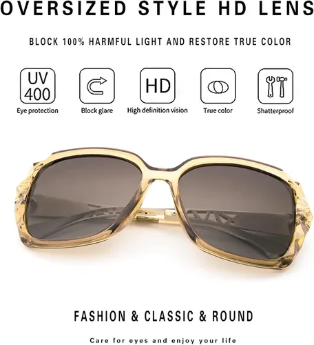 Miniatura 4 de LECKIRUT - Lentes de sol de gran tamaño para mujer lentes de sol clásicos y a la moda con protección UV polarizada